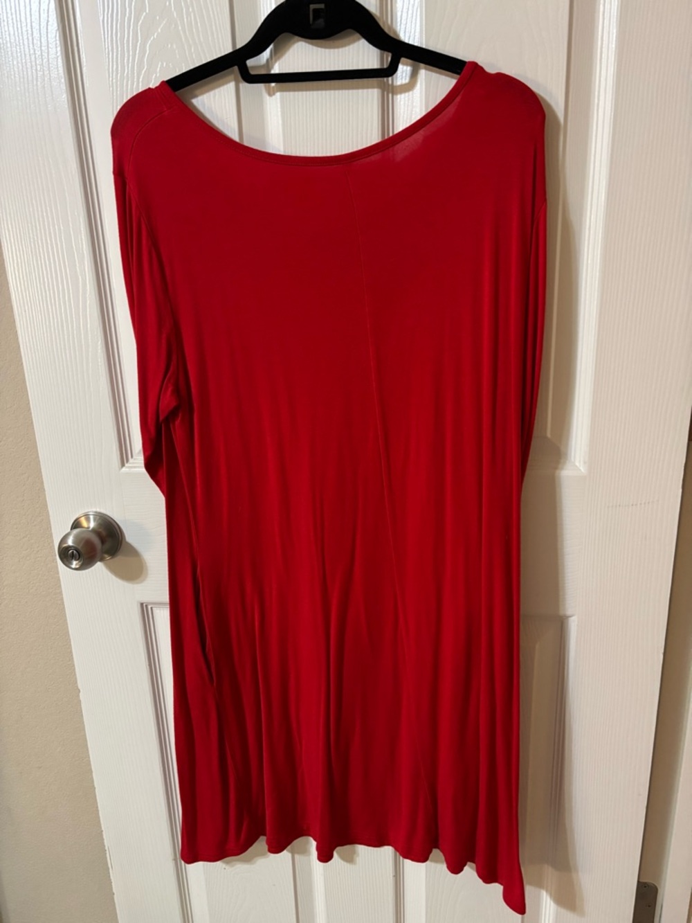 Simple Red Long Sleeve Dress with pockets